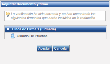 Firmantes obtenidos tras la verificación