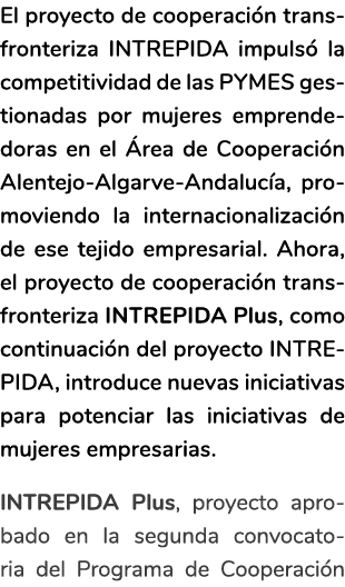 El proyecto de cooperaci n transfronteriza INTREPIDA impuls  la competitividad de las PYMES gestionadas por mujeres e   