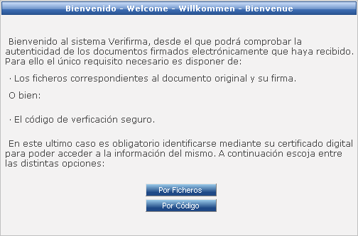 Menú de Verifirma